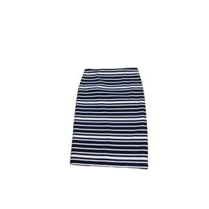 Ann Taylor Size S Small Navy Blue Off White Striped STRETCH Knit Skirt NWT